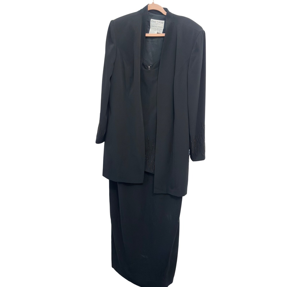 Daymor Couture NWT Black‎ Evening Dress Jacket Set Soutache Embroidered Sz 16